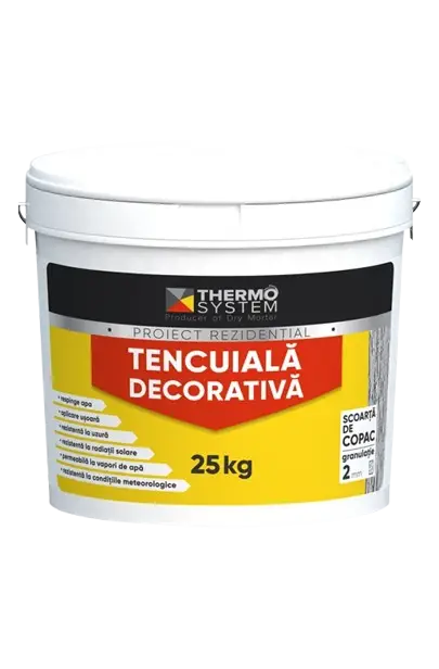 Tencuiala decorativa scoarta copac PROIECT REZIDENTIAL, Alb, 25 KG